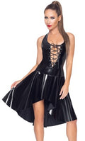 Black Level - Lack Kleid mit Neckholder und Schnürung