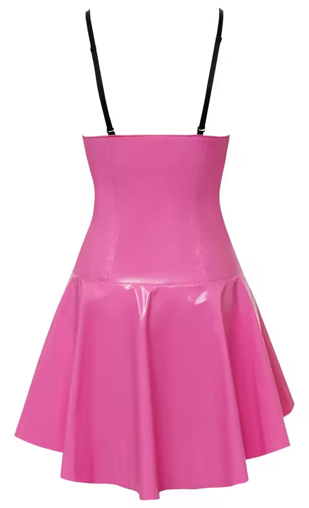 Kleid aus Lack mit durchgehendem Reißverschluss in Pink