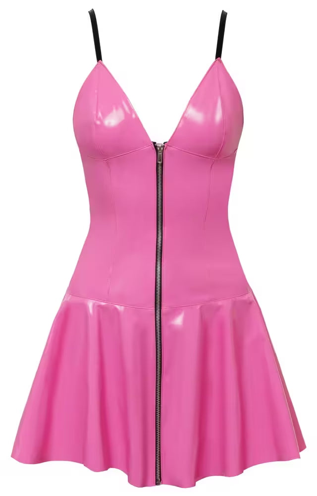 Kleid aus Lack mit durchgehendem Reißverschluss in Pink