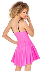 Kleid aus Lack mit durchgehendem Reißverschluss in Pink