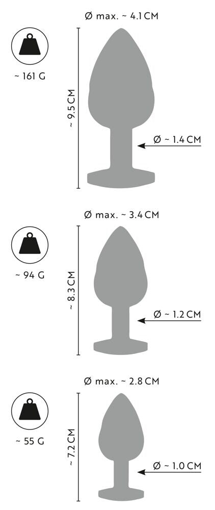 Metal Jewel Butt Plug Set
