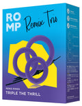 ROMP Remix Trio Penisringe-Set in blauer Verpackung mit violetten Ringen