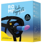 ROMP-Set-Verpackung „Piccolo Pegging Kit“ mit Zubehör und Strap-on-Bild