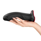 Schwarzer G-Punkt-Dildo, rot eingefasster Fuß