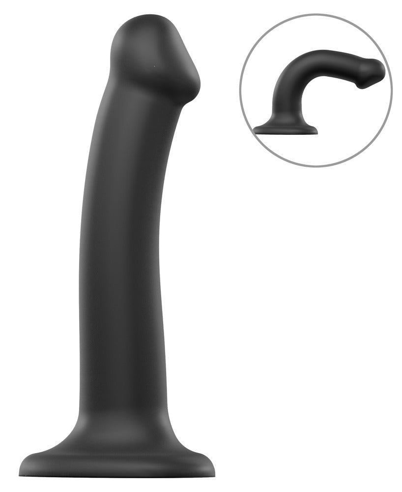 Strap-on-me Dual Density Bendable Dildo – Black, Size M