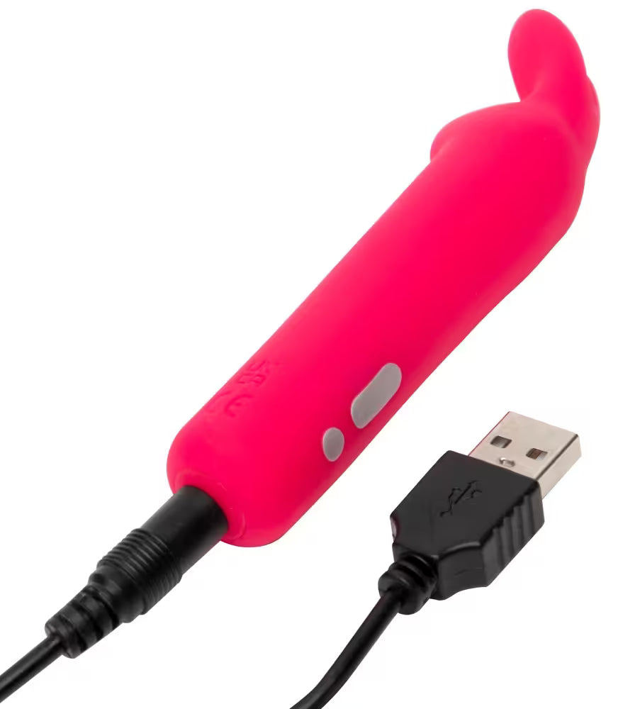 Hasenförmiger Minivibrator mit USB-Stecker und Kabel, pinkes Silikon
