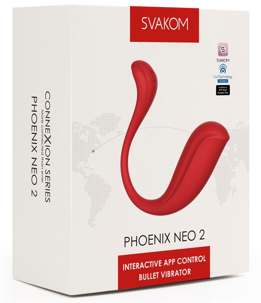 SVAKOM Phoenix Neo 2 Verpackung mit rotem interaktiven App-Control Vibro-Stimulator