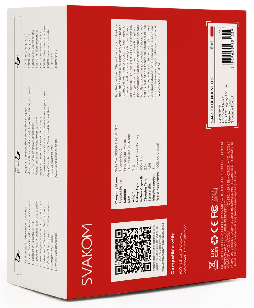 Phoenix Neo 2 rot - Premium Vibro-Ei von Svakom