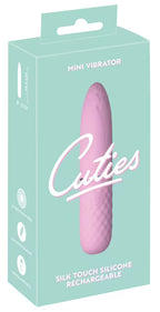Verpackung „Cuties“: Mini-Vibrator, Silikon, nachladbar, hellgrün mit Produktabbild