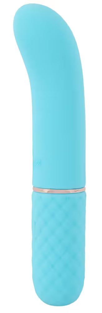 Kompakter Vibrator in Blau, gerippte Spitze, mit Metallring am Griff