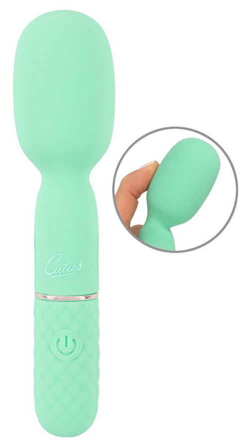 Grüner Cuties Mini-Vibrator aus Silikon mit Bedienknopf und Metallring