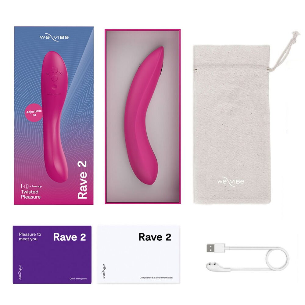 We Vibe Rave 2 Set mit Vibrationsgerät, Zubehörbeutel und Kabel