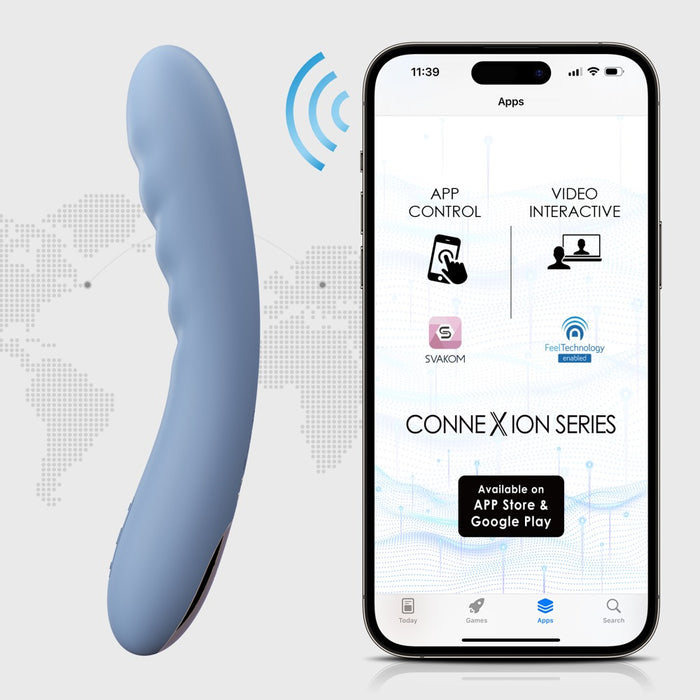 Blauer Vibrator mit abgerundeter, leicht gebogener Form