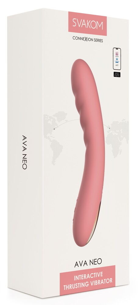 Stoßvibrator Ava Neo Erdbeerrosa, Verpackung mit App-Steuerung Hinweis