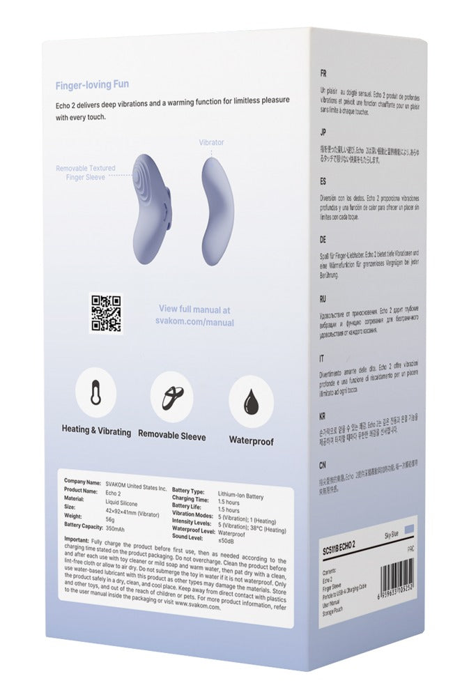 Svakom Echo 2 - blau - Fingervibrator mit abnehmbarer Fingerhülle