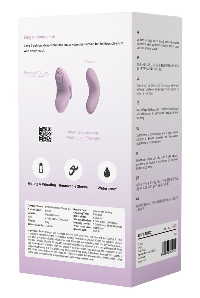Svakom Echo 2 - rosa - Fingervibrator mit abnehmbarer Fingerhülle