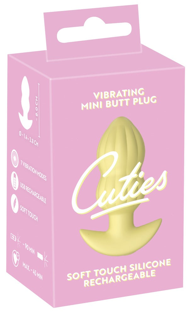 Cuties Mini-Buttplug, gelb, Vibrationsmodell mit Soft-Touch-Silikon, aufladbar