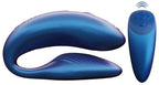 Blauer Paarvibrator mit gebogenen Silikonarmen und separatem Handteil