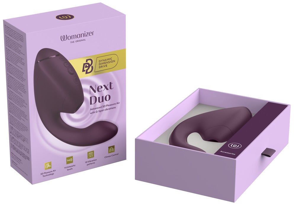 Womanizer "Next Duo" – Dual-Stimulator in Dark Purple