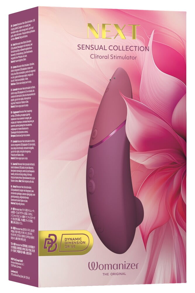 Clitorisstimulator-Verpackung „Womanzier“ aus der Sensual Collection in Rosa/Bordeaux