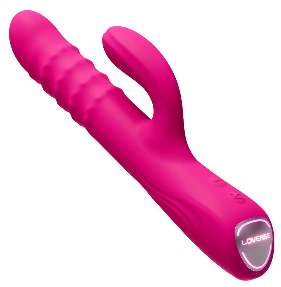 Magenta Rabbit-Vibrator mit abgerundeter Spitze und seitlicher Ausbuchtung