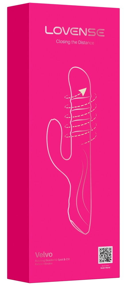 Velvo by Lovense Verpackung für Rabbit-Vibrator, magenta Box mit Logo