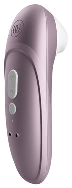 Handheld-Körperstimulator in Lila mit Tasten am Griff und runder Aufsatzspitze