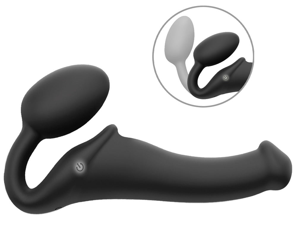 Vibrating Bendable strapless Strap-On M black