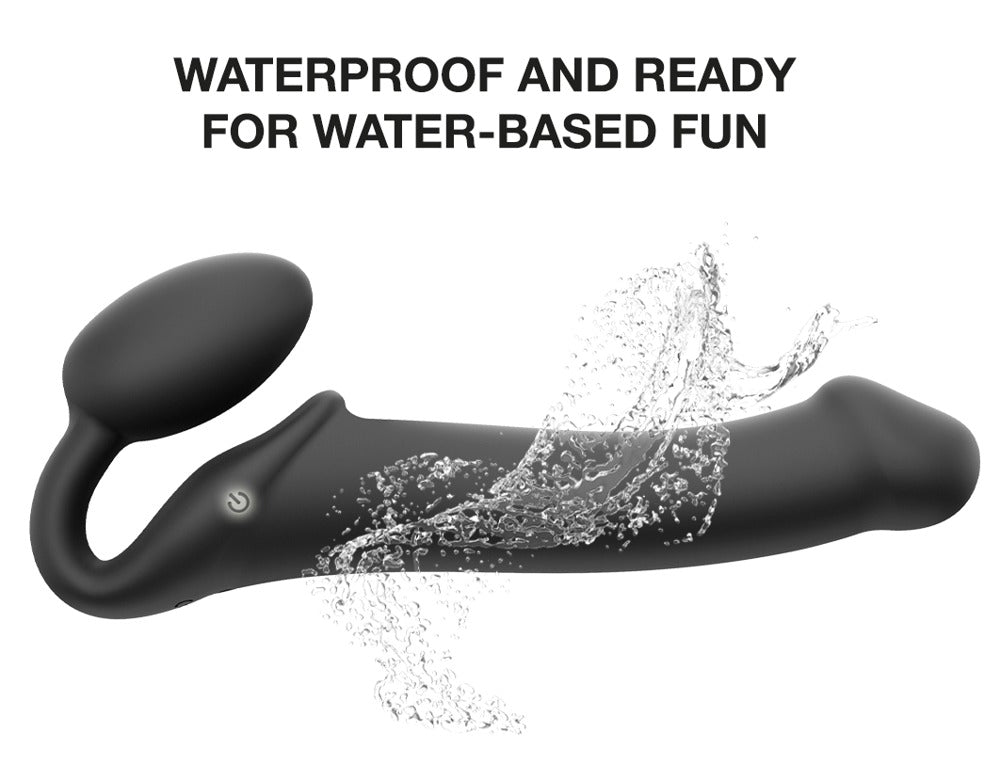 Vibrating Bendable strapless Strap-On M black