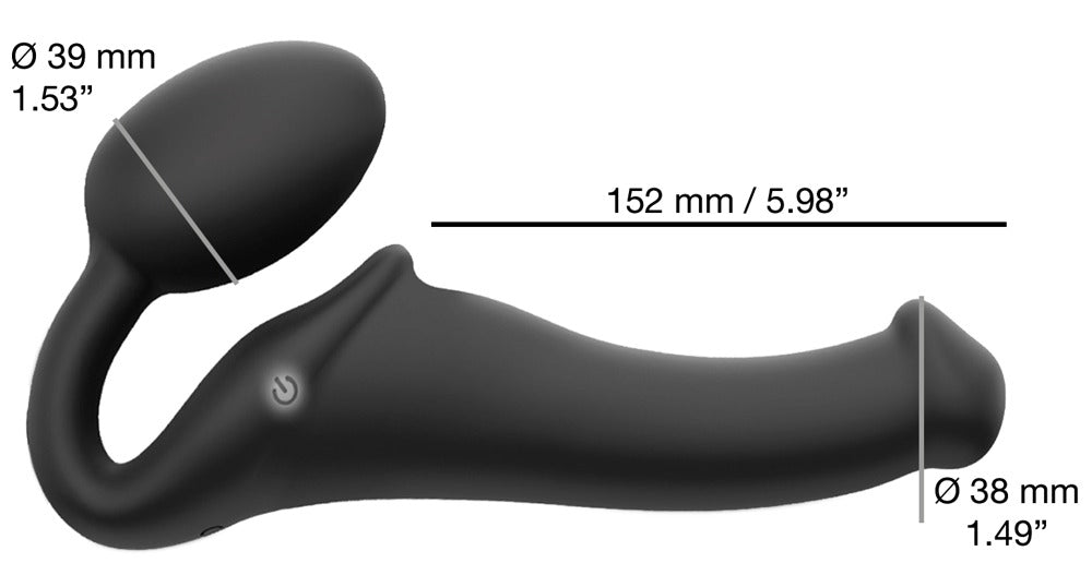 Vibrating Bendable strapless Strap-On M black