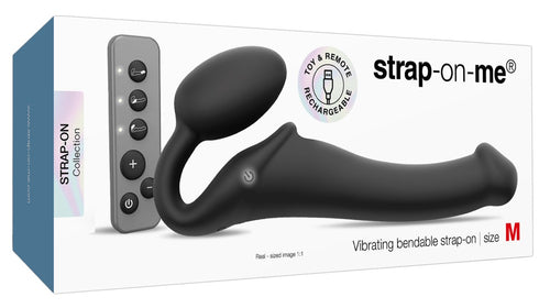 Vibrierender Strap-on ohne Träger in Schwarz, Verpackung mit Fernbedienung