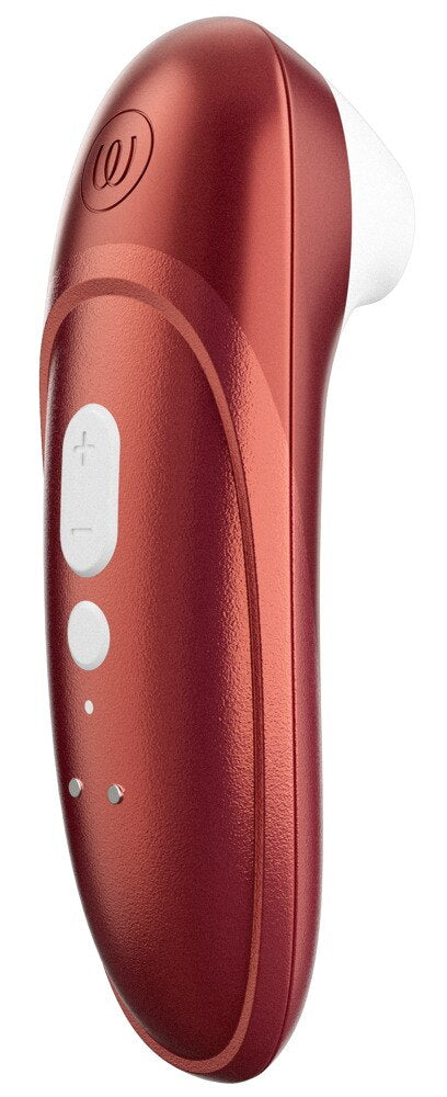 Handheld-Körperstimulator in Rotbraun mit seitlicher Taste und Lampenanzeige