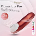 Womanizer PRO Klitorisstimulator, rostbraunes Handgerät mit weißem Aufsatz
