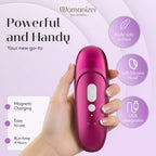 Womanizer PRO Klitorisstimulator, pinkes Handgerät mit Tasten und Aufsatz