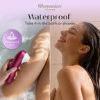 Womanizer PRO Klitorisstimulator, pinkes Handgerät für Dusche mit Tropfenschutz