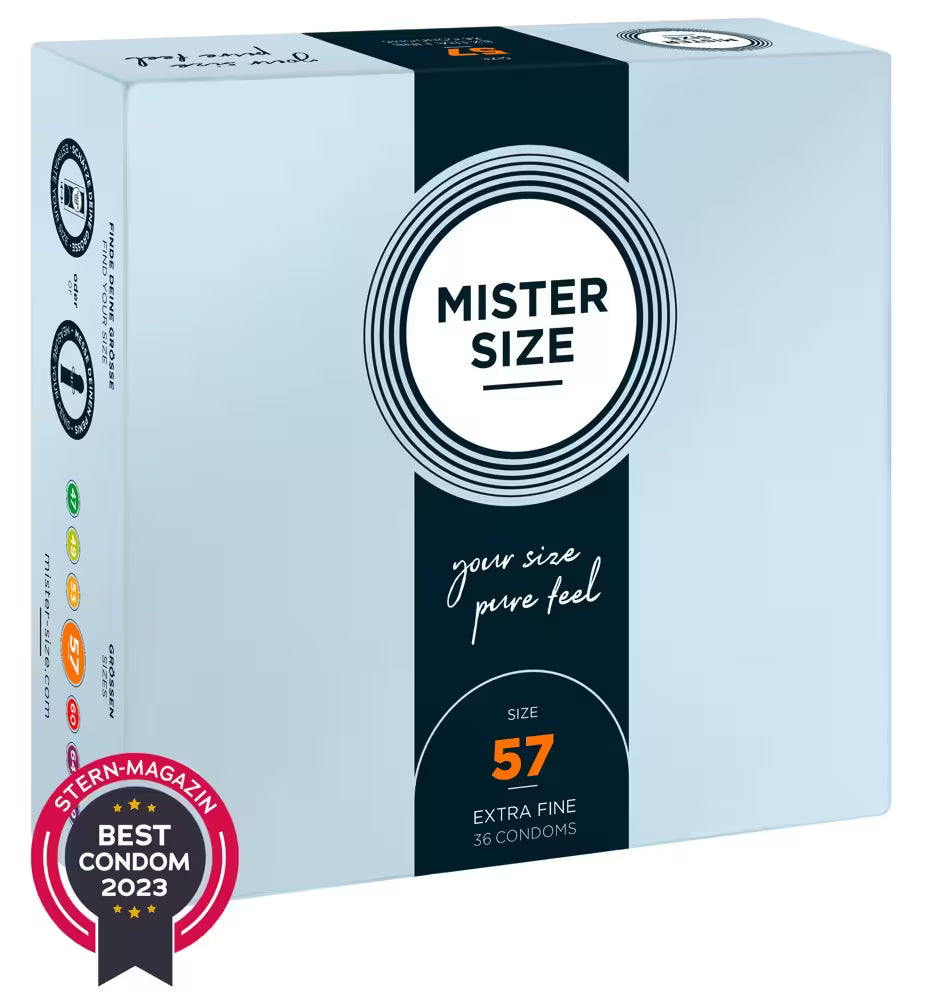 Kondom-Packung Mister Size Größe 57 mm, extra fein, 36 Kondome