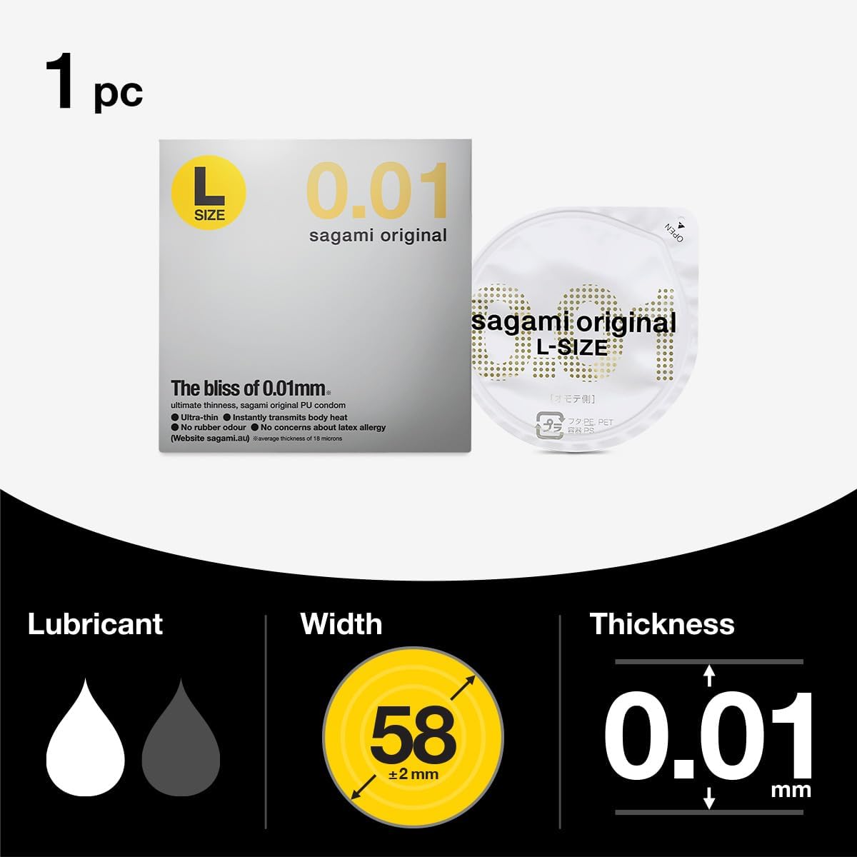 Latexfreie Kondome ,,Sagami- Original'' 0.01 L-Size