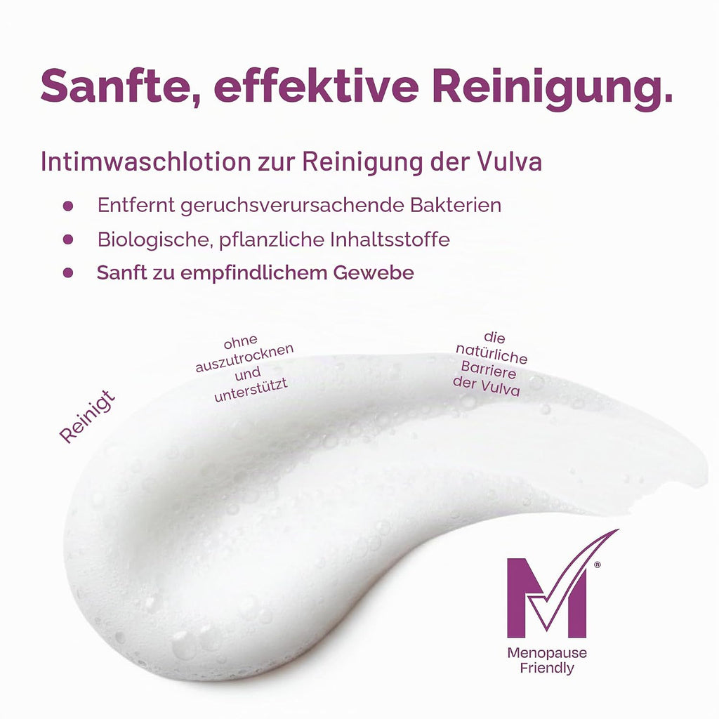 Intimwaschlotion zur Reinigung der Vulva, sanfte Schaumtextur für effektive Reinigung