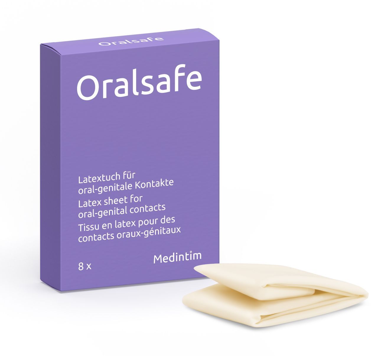 OralSafe Box: 8 Lecktücher aus Naturkautschuklatex, durchscheinend