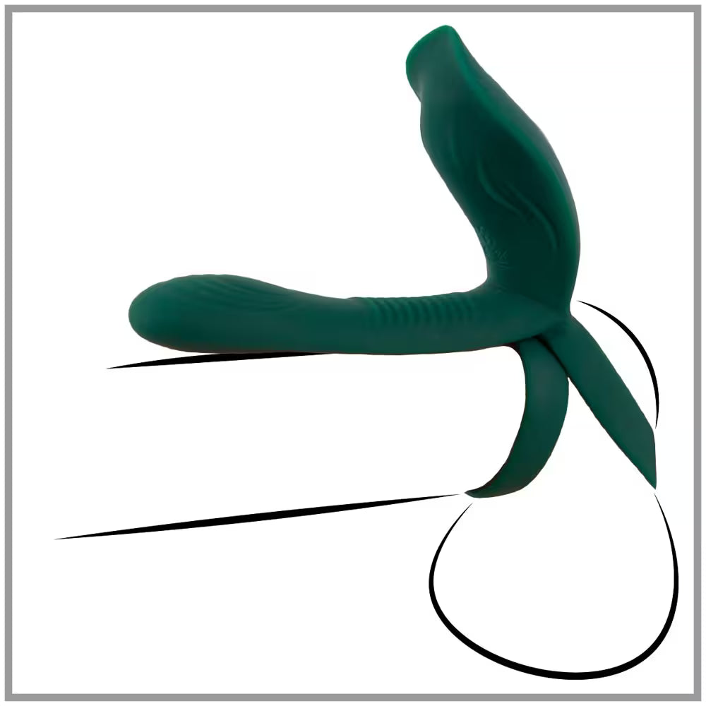 Grüner Silikon-Vibrator im U-Design mit Ring, seitliche Ansicht
