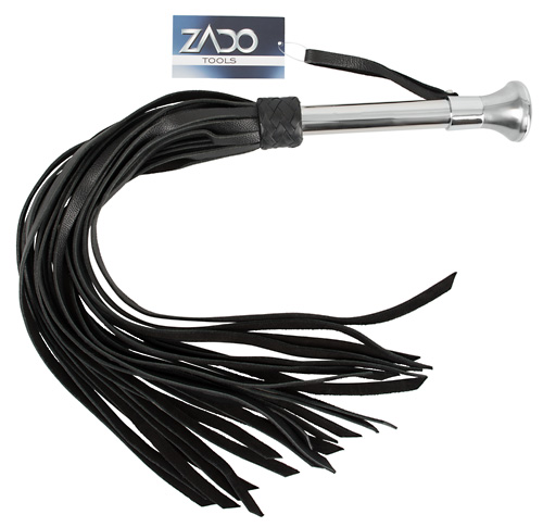 Zado Leder Flogger mit Griff aus Edelstahl