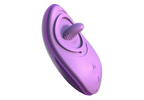 Violetter Vibrator mit Leckaufsatz und Massagefläche