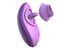 Violetter Vibrator mit Leckfunktion, Aufsatz und Massagekopf