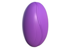 Violetter Vibrator mit Leckfunktion, abgerundete Rückansicht