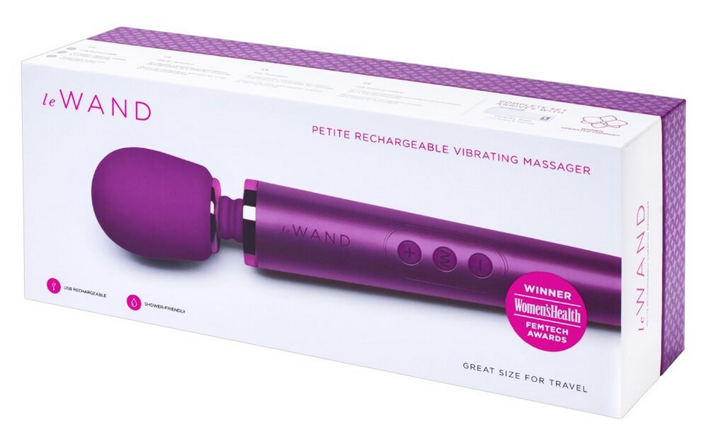 leWand petite Ladegerät-Vibrationsmassagegerät in dunklem Kirschton, Verpackung