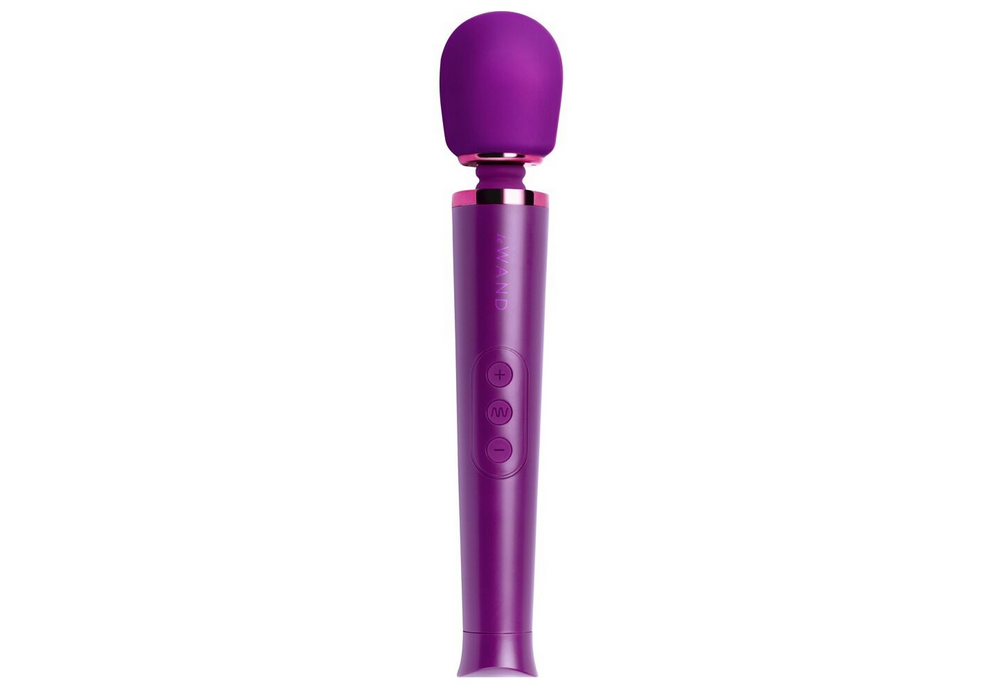 leWand petite Vibrationsmassagegerät, violetter Handgriff mit Tasten am Griff