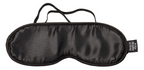 Schwarze Satin-Augenbinde mit elastischen Bändern und Label