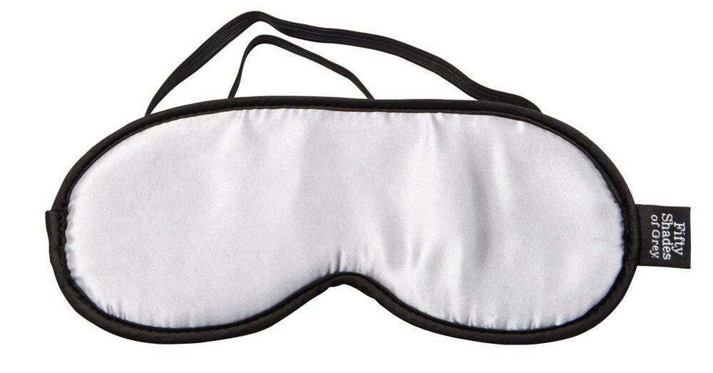 Weiße Satin-Augenbinde mit elastischem Band und seitlichem Label