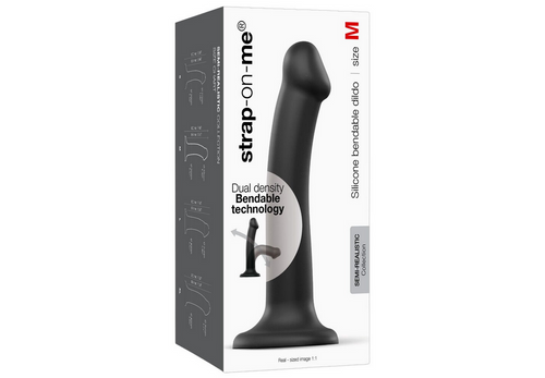 Biegsamer Dildo aus schwarzem Silikon mit glatter Oberfläche und breiter Basis