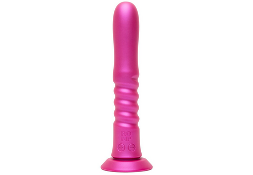 Pinkfarbener Vibrationsvibrator mit breiter Basis und geriffeltem Griff
